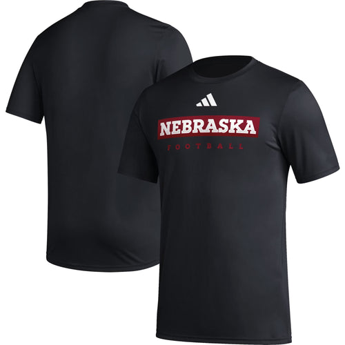 Nebraska Men's Adidas Football Locker Practice Black Short Sleeve