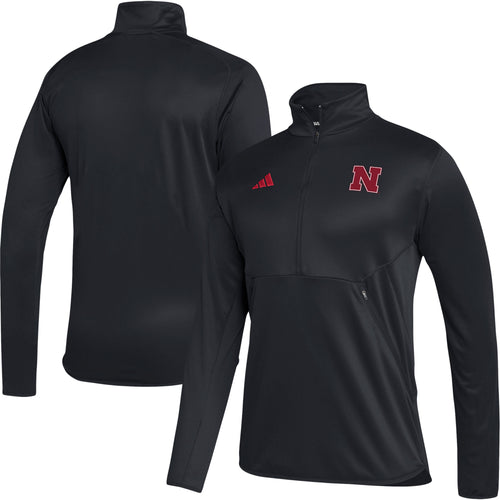 Nebraska Men's Adidas Sideline 1/4 zip Black