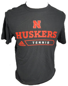 Nebraska Men's Adidas Tennis Short Sleeve Black tee