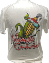 Load image into Gallery viewer, Nebraska Men&#39;s Bandana Corn Mascot Short Sleeve Tee White
